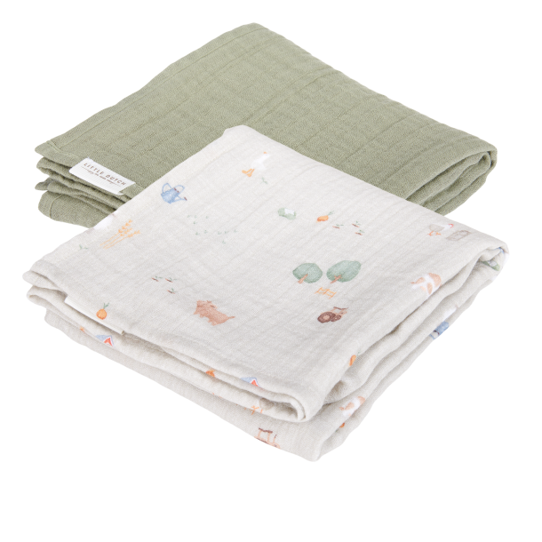 Little Dutch - Stofbleer 70 x 70 muslin - Little Farm / Olive^