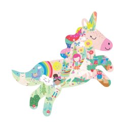 Floss &amp; Rock - Puslespil m. formet motiv &amp; ske 40 brikker - Rainbow Unicorn