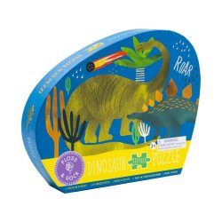 Floss &amp; Rock - Puslespil m. formet motiv &amp; ske 20 brikker - Dino^