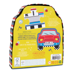 Floss &amp; Rock - Puslespil m. formet motiv &amp; ske 12 brikker - Cars