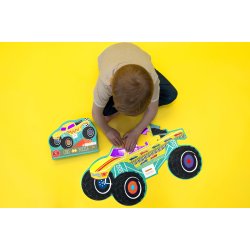 Floss &amp; Rock - Puslespil m. formet motiv &amp; ske 20 brikker - Cars "Monster Truck"