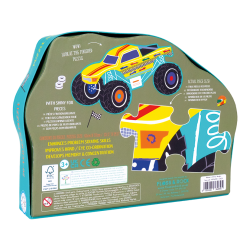 Floss &amp; Rock - Puslespil m. formet motiv &amp; ske 20 brikker - Cars "Monster Truck"