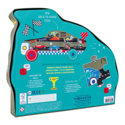 Floss &amp; Rock - Puslespil m. formet motiv &amp; ske 40 brikker - Cars "Racing Car"