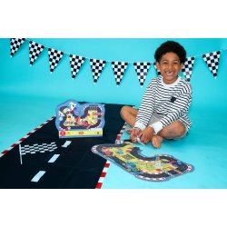 Floss &amp; Rock - Puslespil m. formet motiv &amp; ske 80 brikker - Cars  "Race Track"^