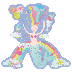 Floss &amp; Rock - Puslespil m. formet motiv &amp; ske 40 brikker - Fantasy  "Mermaid"^