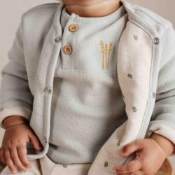 Little Dutch - Cardigan waffle Soft Green^