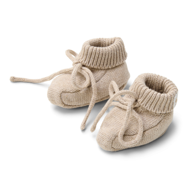 Little Dutch - Strikkede booties  - Soft Beige Melee