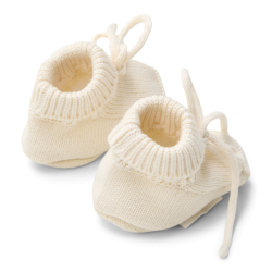 Little Dutch - Strikkede booties  - Off White