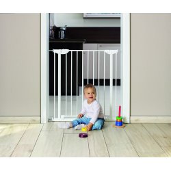 Safe &amp; Care - Presmonteret sikkerhedsgitter SC370-i - Metal - Hvid - Plastik - Hvid - 75-81 cm