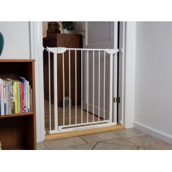 Safe &amp; Care - Presmonteret sikkerhedsgitter SC370-i - Metal - Hvid - Plastik - Hvid - 75-81 cm