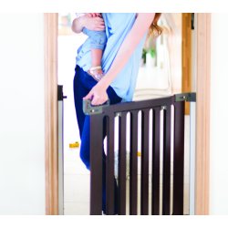 Safe &amp; Care - Skruemonteret sikkerhedsgitter SC500 - Plastik - M�rkegr� - Tr� - M�rkbrun - 76-105 cm