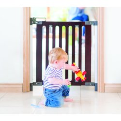 Safe &amp; Care - Skruemonteret sikkerhedsgitter SC500 - Plastik - M�rkegr� - Tr� - M�rkbrun - 76-105 cm