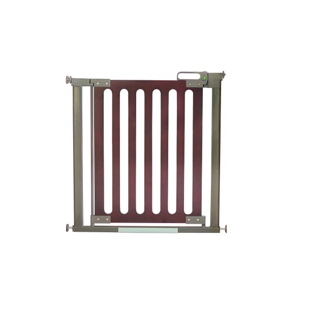 Safe &amp; Care - Presmonteret sikkerhedsgitter SC531 - Metal - M�rkegr� - Tr� - M�rkebrun - 76-96 cm