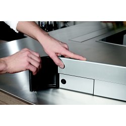 Safe &amp; Care - Selvkl�bende komfurafsk�rmning SC545 - Metal - Alu-farvet - Plastik - Sort - 57-90 cm