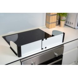 Safe &amp; Care - Selvkl�bende komfurafsk�rmning SC547 - Metal - Hvid - Plastik - Sort - 55-65 cm