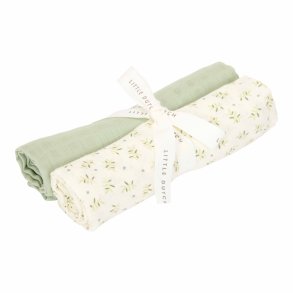 Little Dutch - Stofbleer 2 pak muslin 70 x 70 cm Blueberry Leaves & Sage