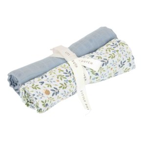 Little Dutch - Stofbleer 2 pak muslin 70 x 70 cm Forest Adventure & Denim Blue