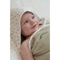 Little Dutch - Badehndklde m. htte muslin Blueberry Leaves - 75x75 cm