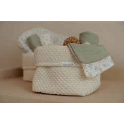 Little Dutch - Strikket Opbevaringskurv Stor Pure Soft White^