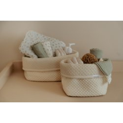 Little Dutch - Strikket Opbevaringskurv Stor Pure Soft White^