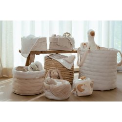 Little Dutch - Quiltet Opbevaringskurv Lille Pure Soft Stripe Beige