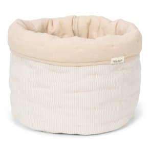 Little Dutch - Quiltet Opbevaringskurv Stor Pure Soft Beige Stripe