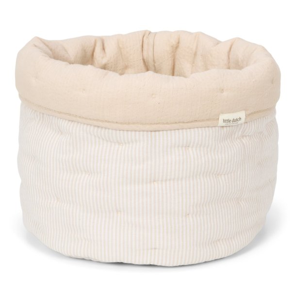 Little Dutch - Quiltet Opbevaringskurv Stor Pure Soft Beige Stripe
