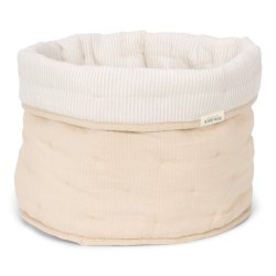 Little Dutch - Quiltet Opbevaringskurv Stor Pure Soft Beige Stripe