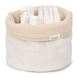 Little Dutch - Quiltet Opbevaringskurv Lille Pure Soft Stripe Beige
