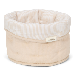 Little Dutch - Quiltet Opbevaringskurv Lille Pure Soft Stripe Beige