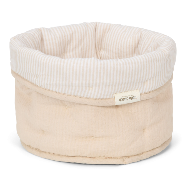 Little Dutch - Quiltet Opbevaringskurv Lille Pure Soft Stripe Beige